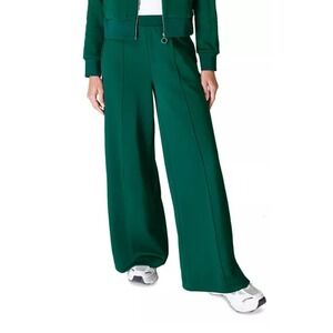 Sweaty Betty Retro Tricot Wide Leg Pants Green High Rise Track Trousers medium